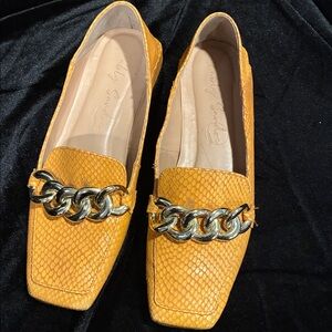 Elegant Mustard Chain Loafers